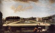 unknow artist Axial view of the canal from the south showing Gibbs-s temple at the end of the Canal,the house and topiary alleys on the west side painting